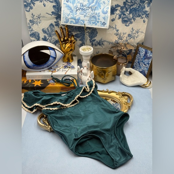 🆕 ZIMMERMANN KIDS 🧿 NWT Ginger Trim Frill 1PC, Teal Green - Sz 4Y - Picture 4 of 12